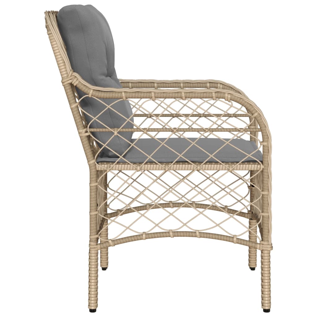 Garden Chairs with Cushions 2 pcs Mix Beige Poly Rattan