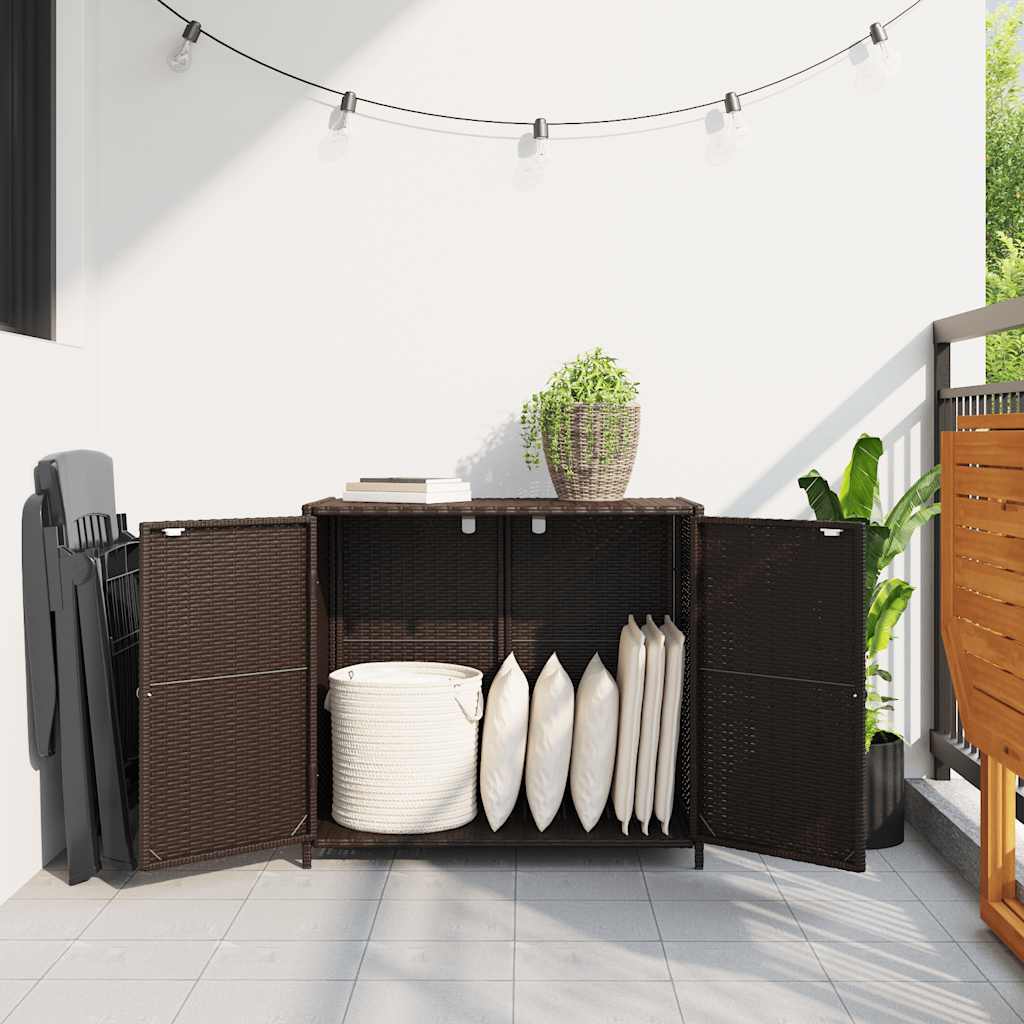 Garden Storage Cabinet Brown 83x45x76 cm Poly Rattan