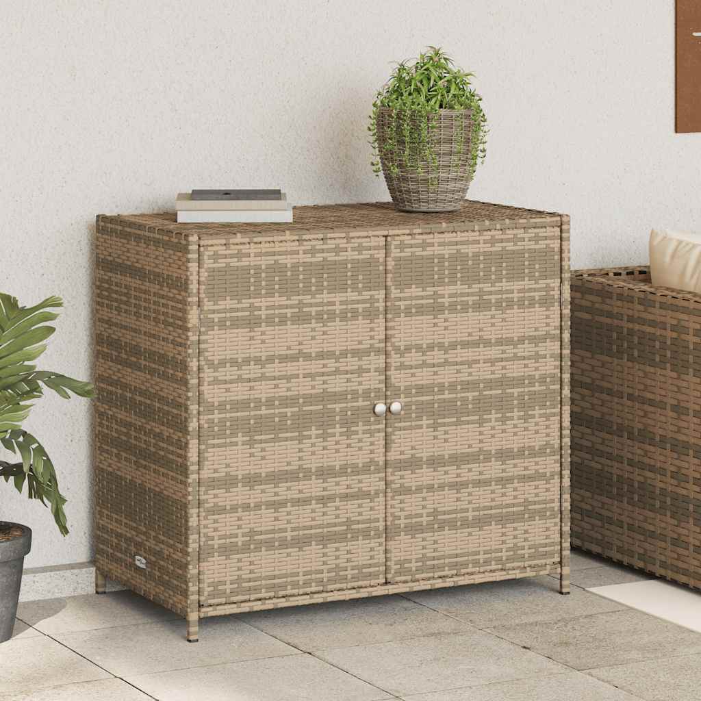 Garden Storage Cabinet Beige 83x45x76 cm Poly Rattan