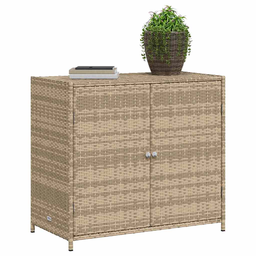 Garden Storage Cabinet Beige 83x45x76 cm Poly Rattan