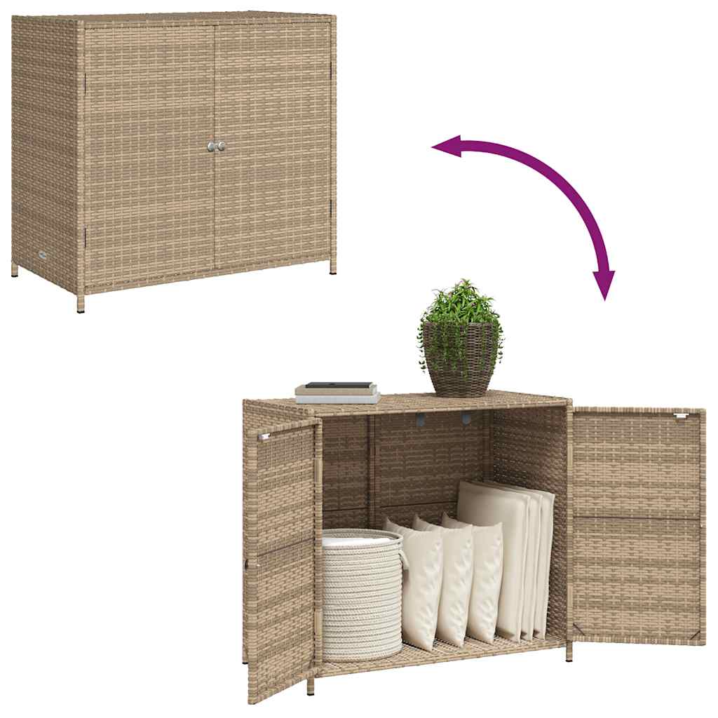 Garden Storage Cabinet Beige 83x45x76 cm Poly Rattan