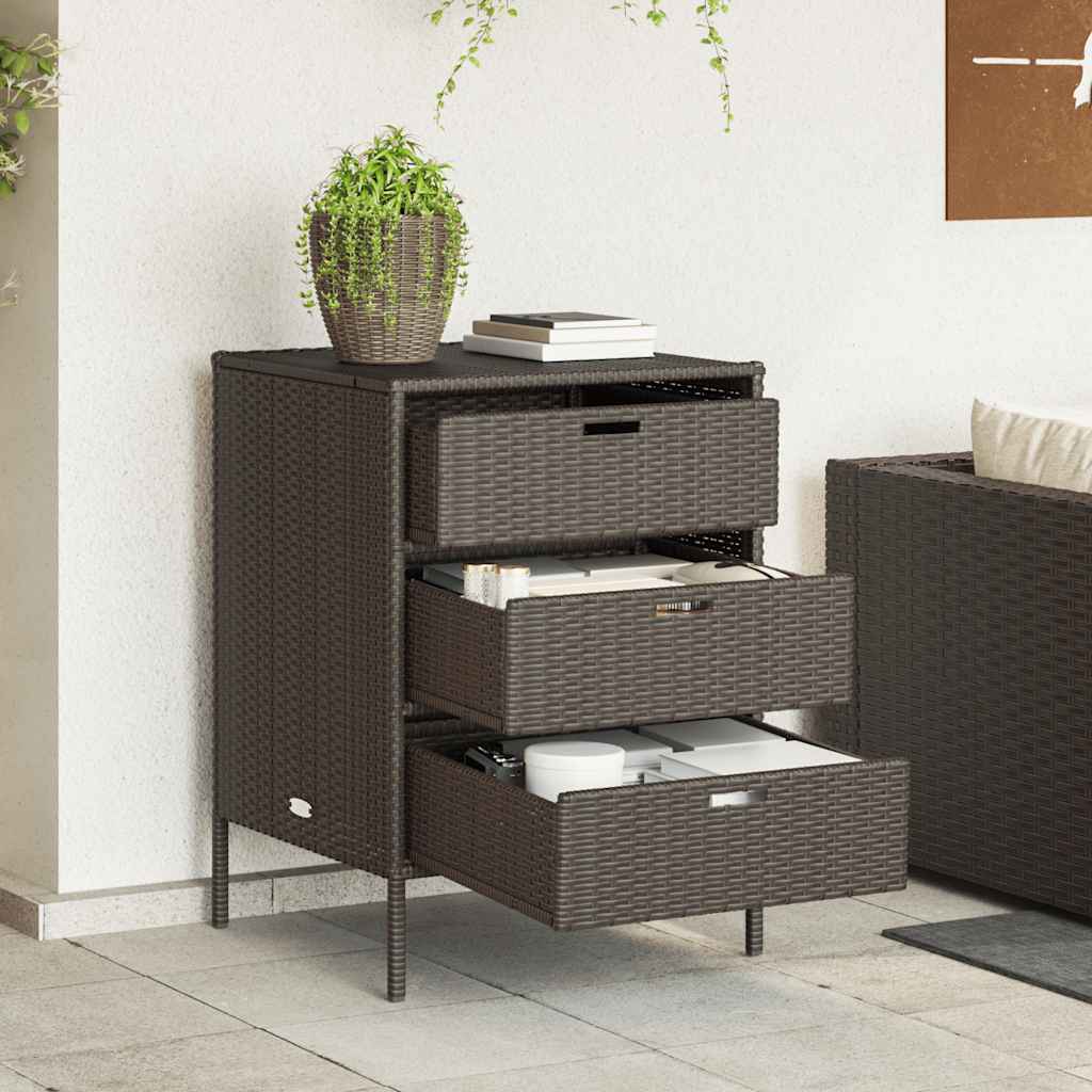 Garden Storage Cabinet Brown 55x59x80 cm Poly Rattan
