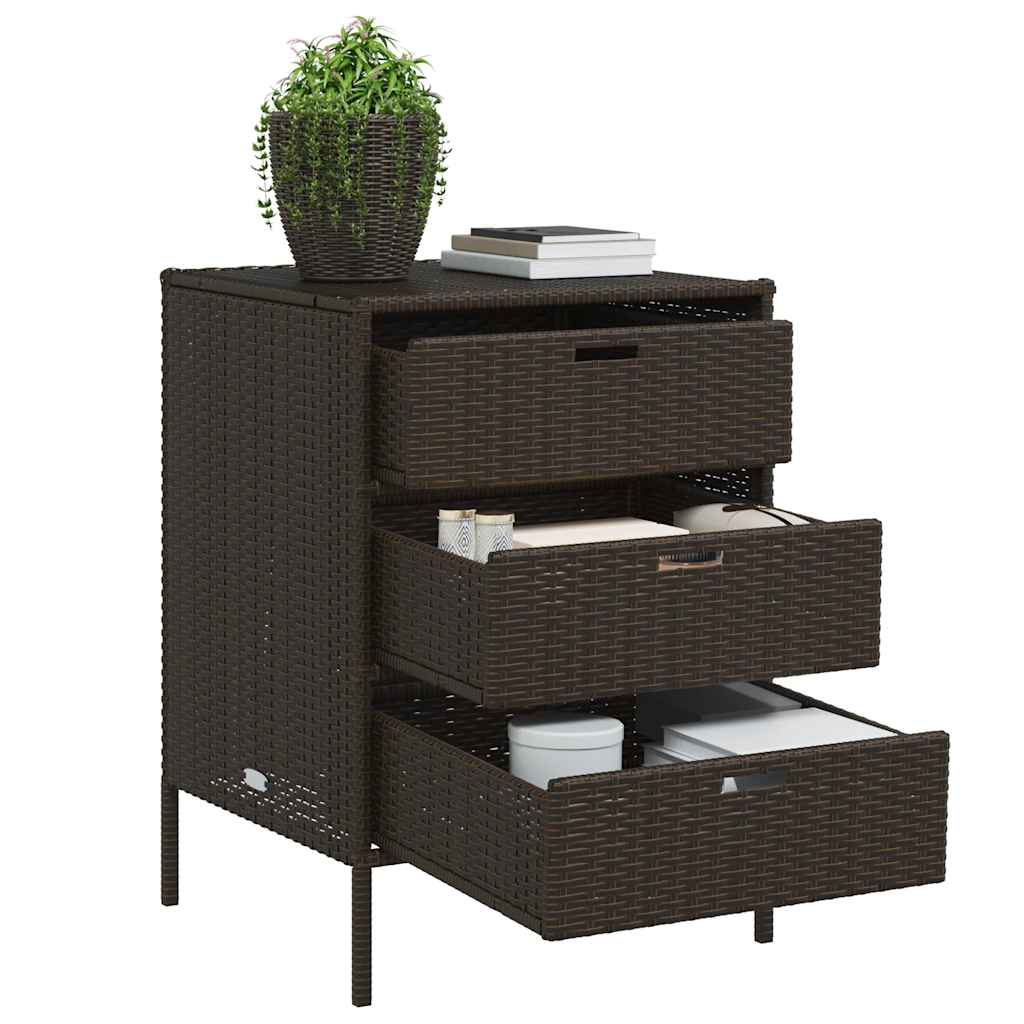 Garden Storage Cabinet Brown 55x59x80 cm Poly Rattan