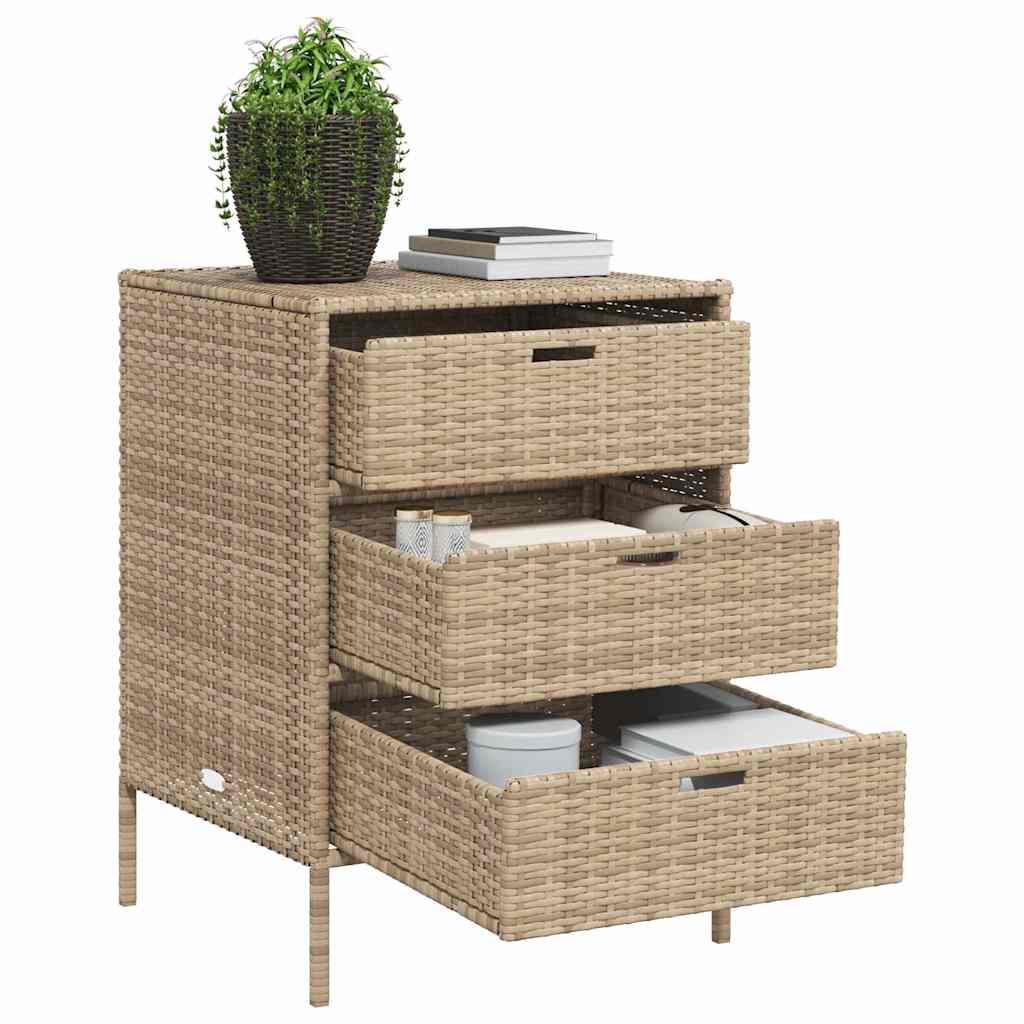 Garden Storage Cabinet Beige 55x59x80 cm Poly Rattan