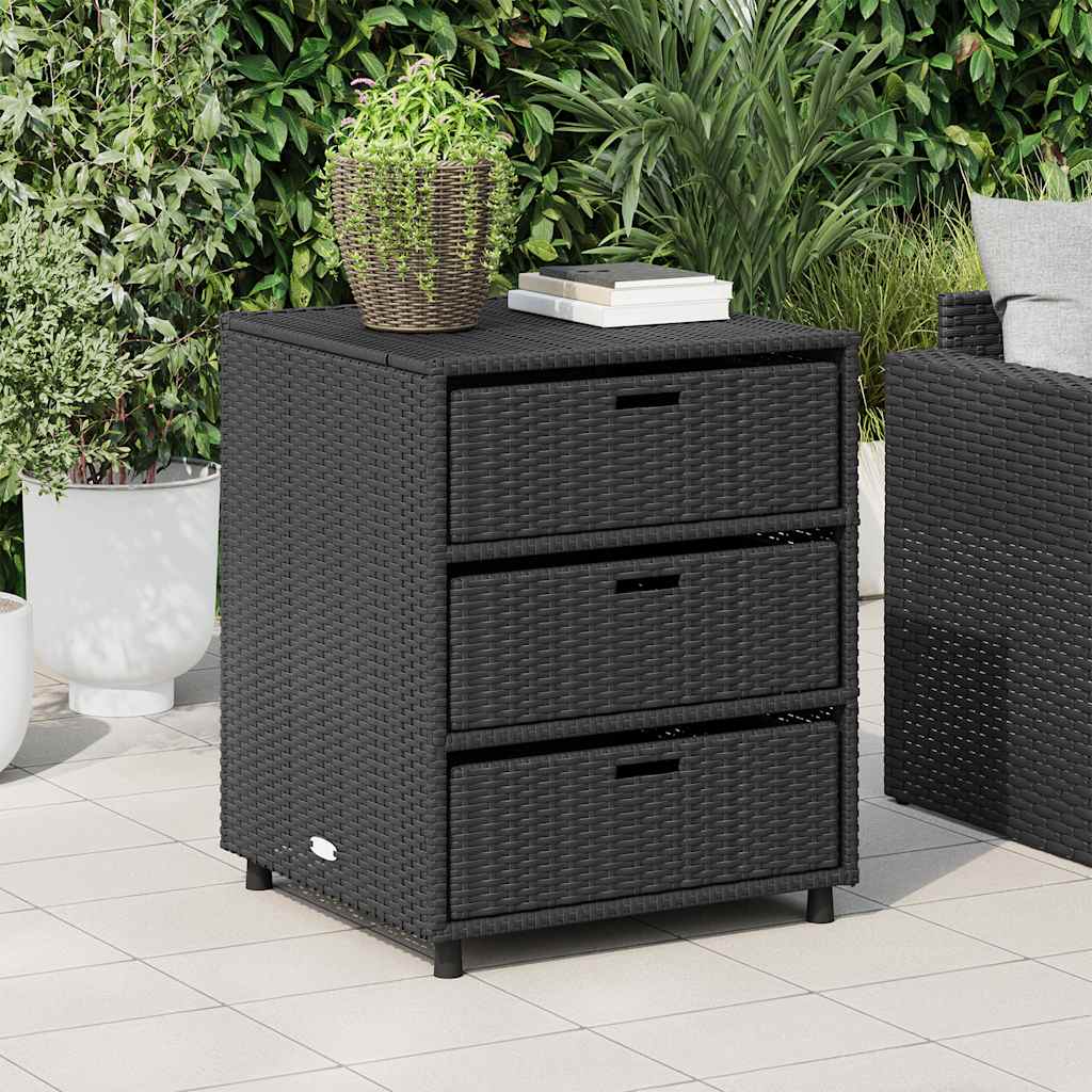 Garden Storage Cabinet Black 55x59x69 cm Poly Rattan
