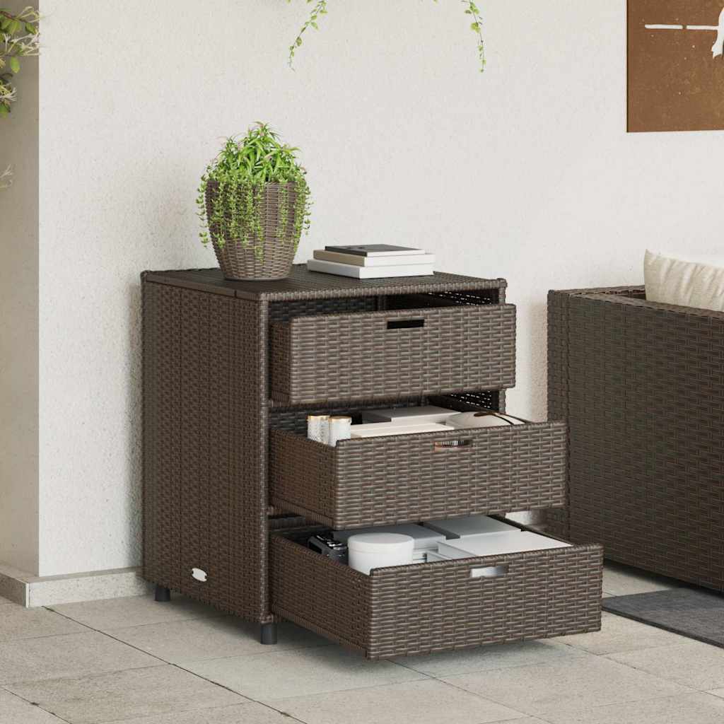 Garden Storage Cabinet Brown 55x59x69 cm Poly Rattan