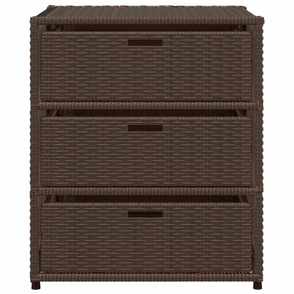 Garden Storage Cabinet Brown 55x59x69 cm Poly Rattan