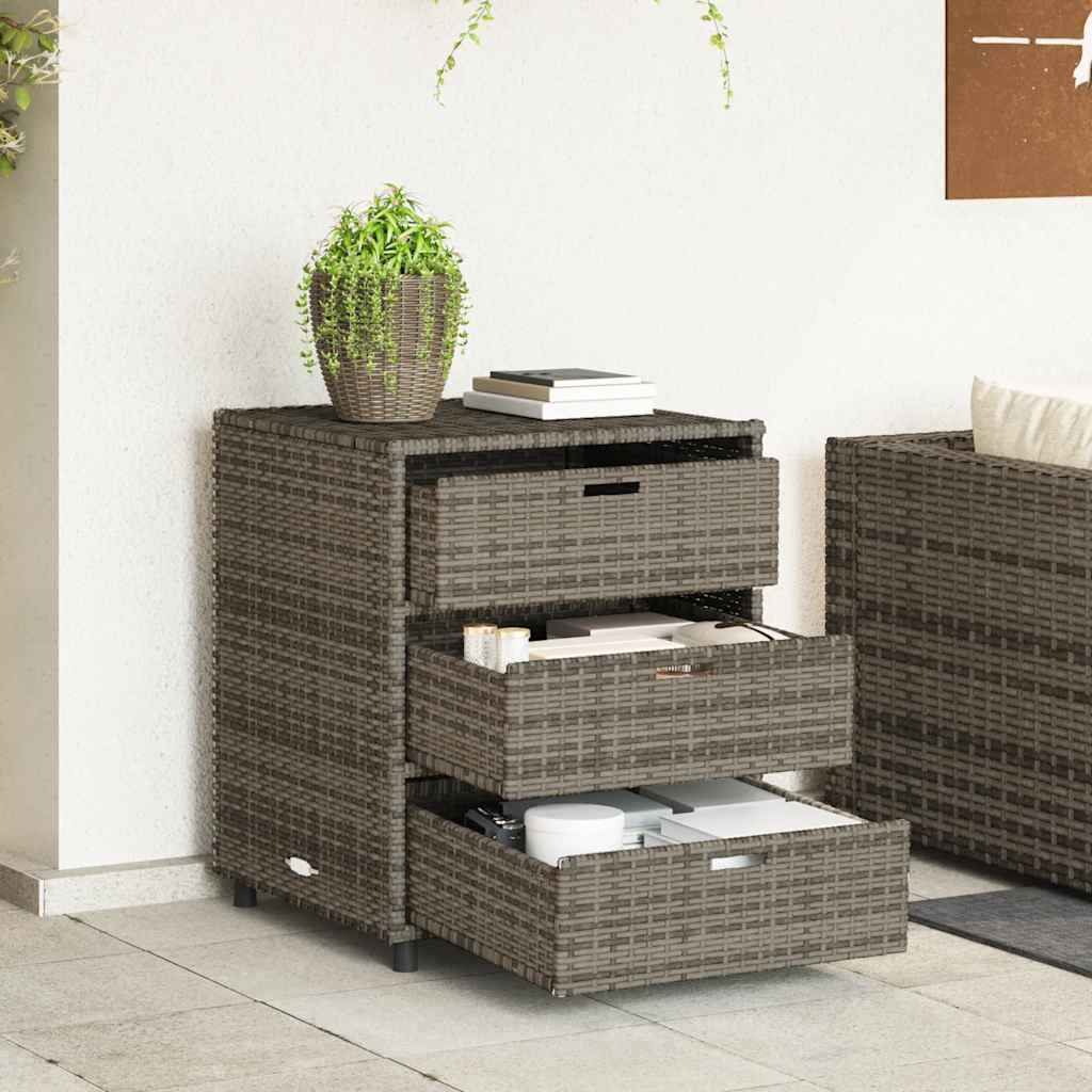 Garden Storage Cabinet Grey 55x59x69 cm Poly Rattan