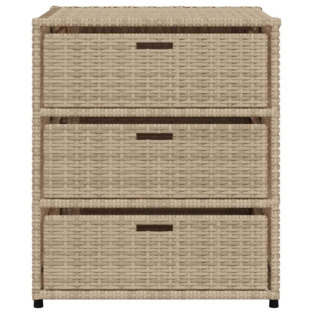 Garden Storage Cabinet Beige 55x59x69 cm Poly Rattan