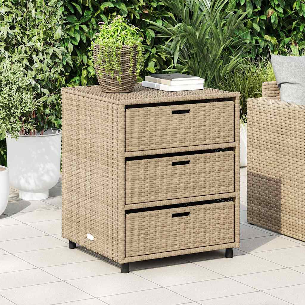 Garden Storage Cabinet Beige 55x59x69 cm Poly Rattan