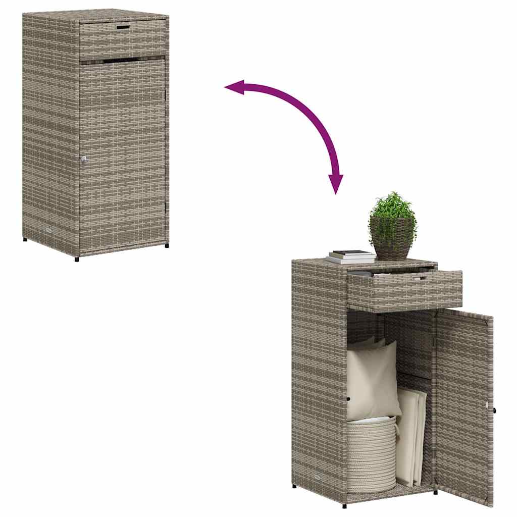 Garden Storage Cabinet Grey 55x55x111 cm Poly Rattan