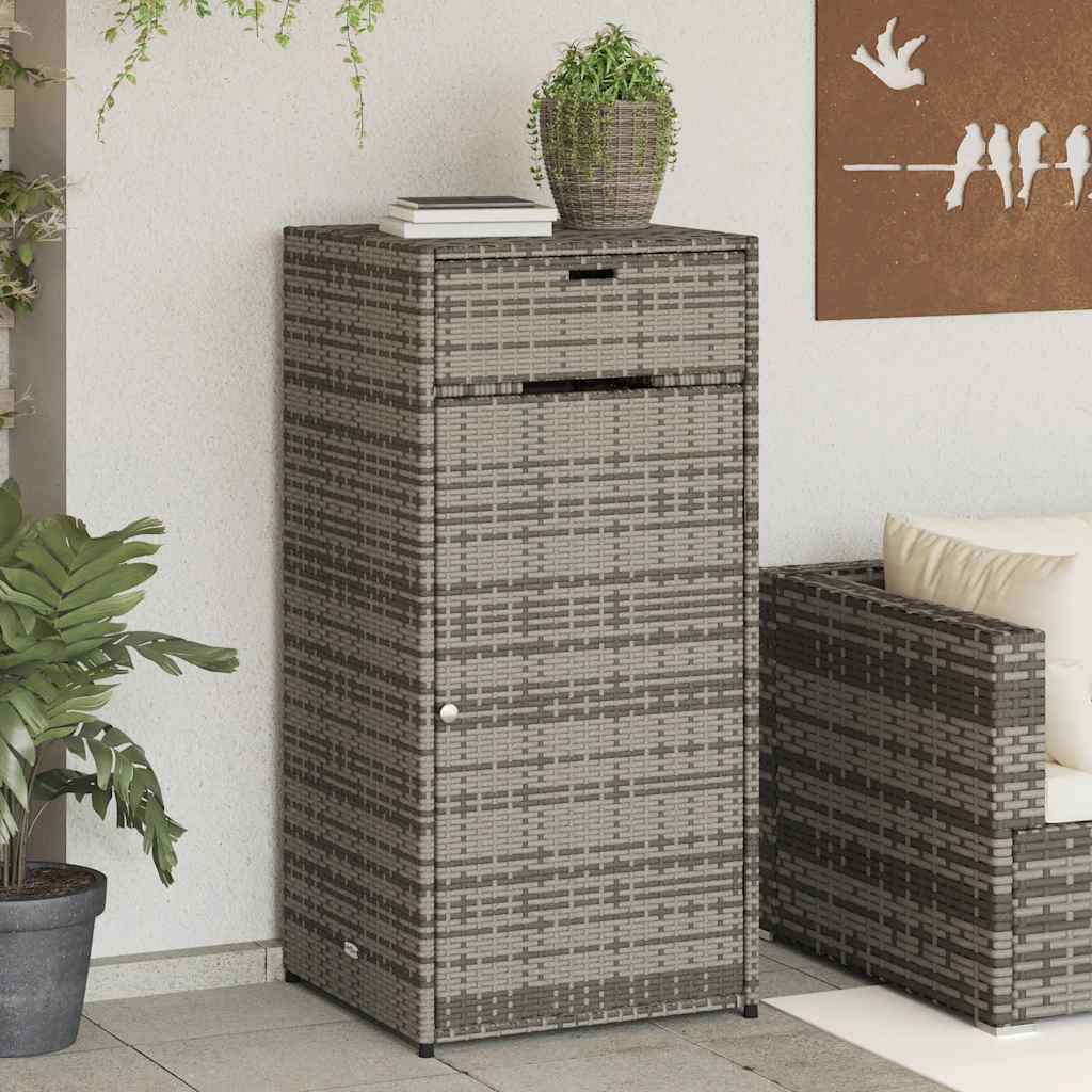 Garden Storage Cabinet Grey 55x55x111 cm Poly Rattan