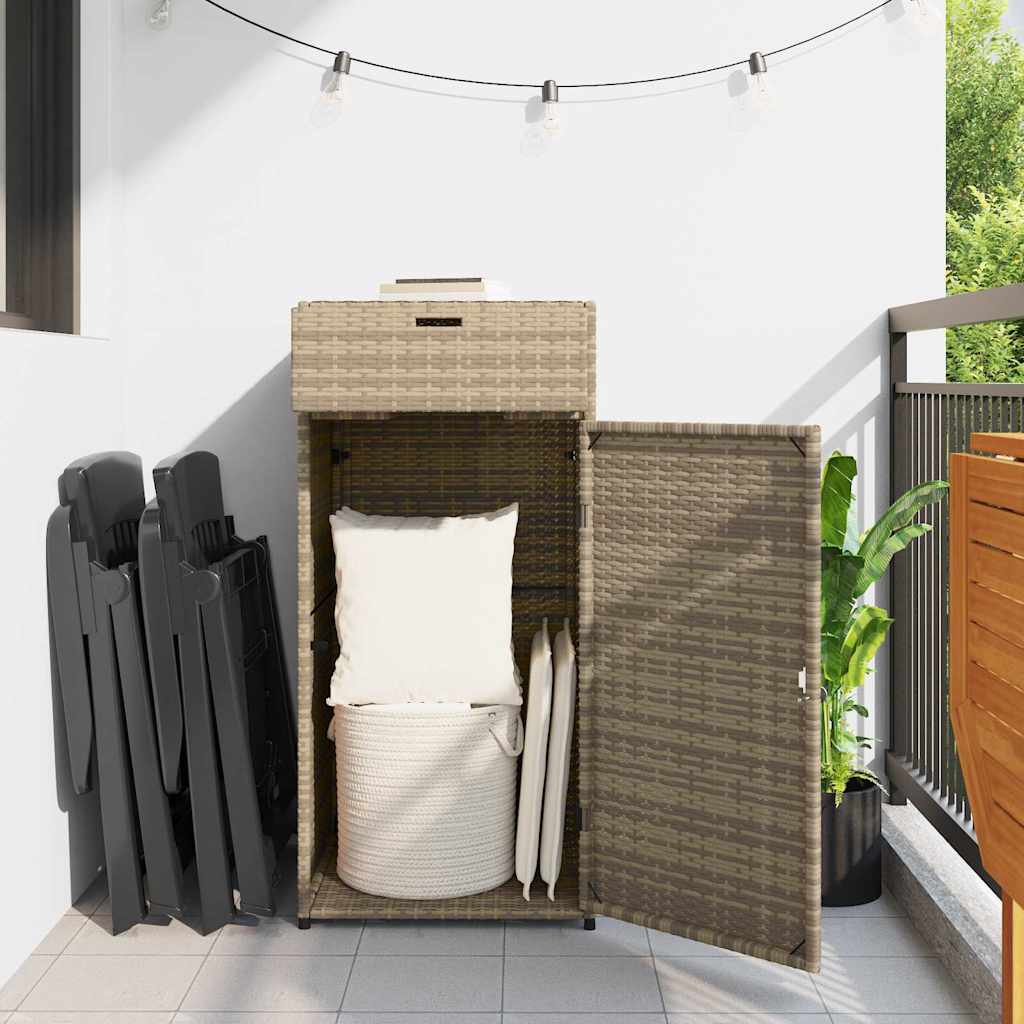 Garden Storage Cabinet Beige 55x55x111 cm Poly Rattan