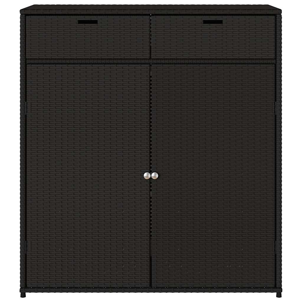 Garden Storage Cabinet Black 105x55x113 cm Poly Rattan