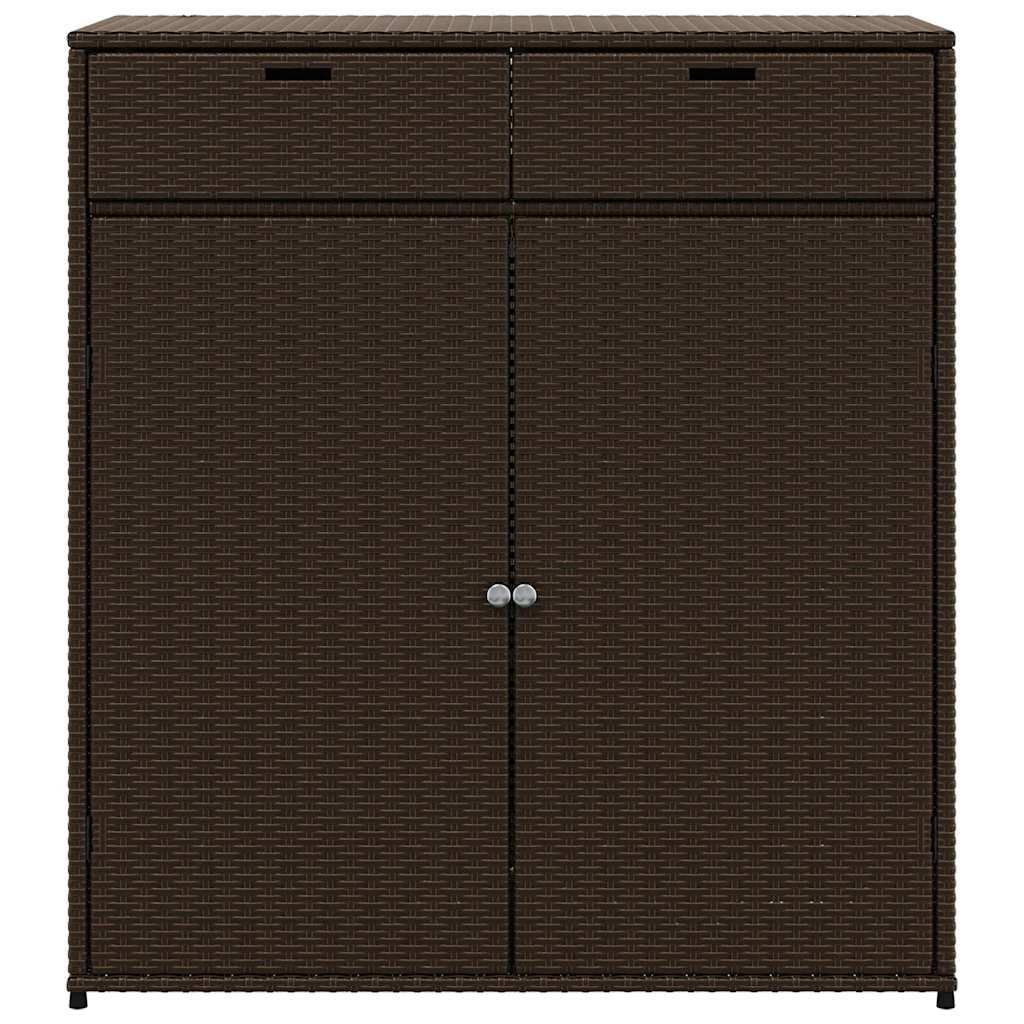 Garden Storage Cabinet Brown 105x55x113 cm Poly Rattan