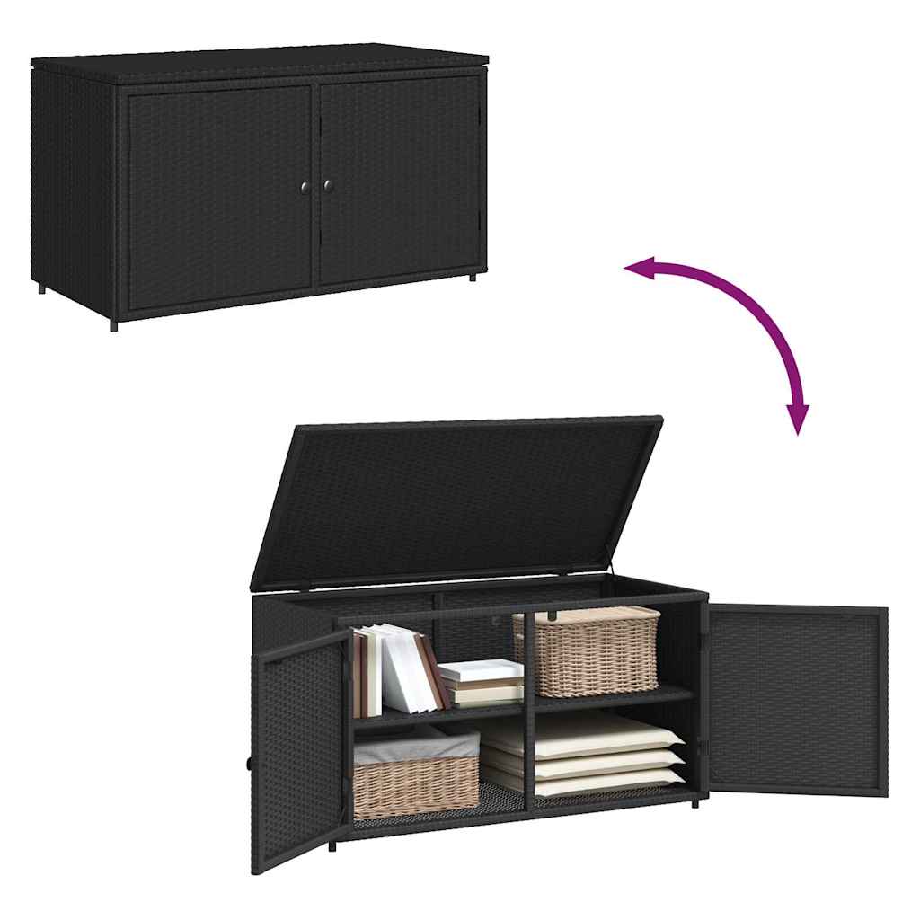 Garden Storage Cabinet Black 110x55x60.5 cm Poly Rattan