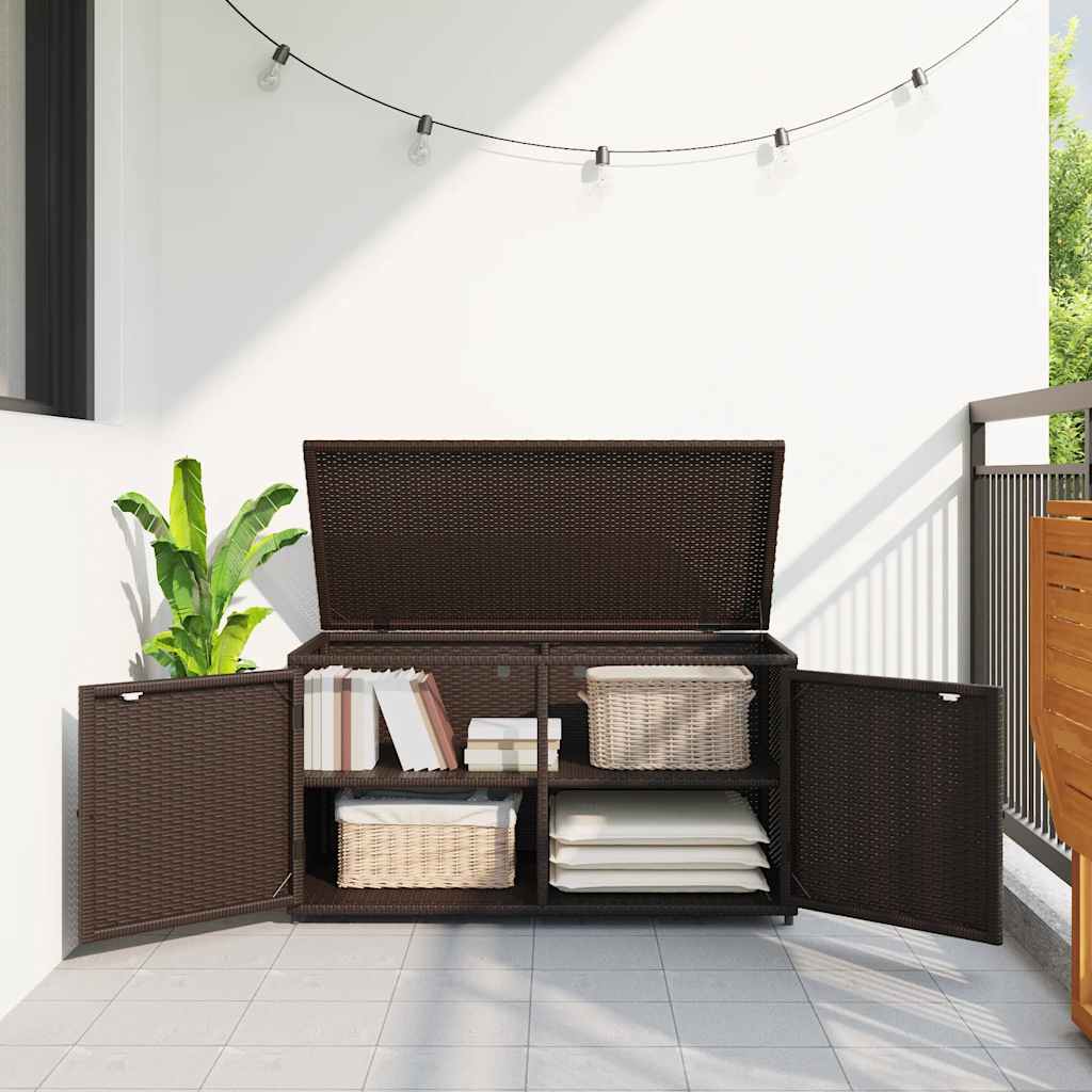 Garden Storage Cabinet Brown 110x55x60.5 cm Poly Rattan