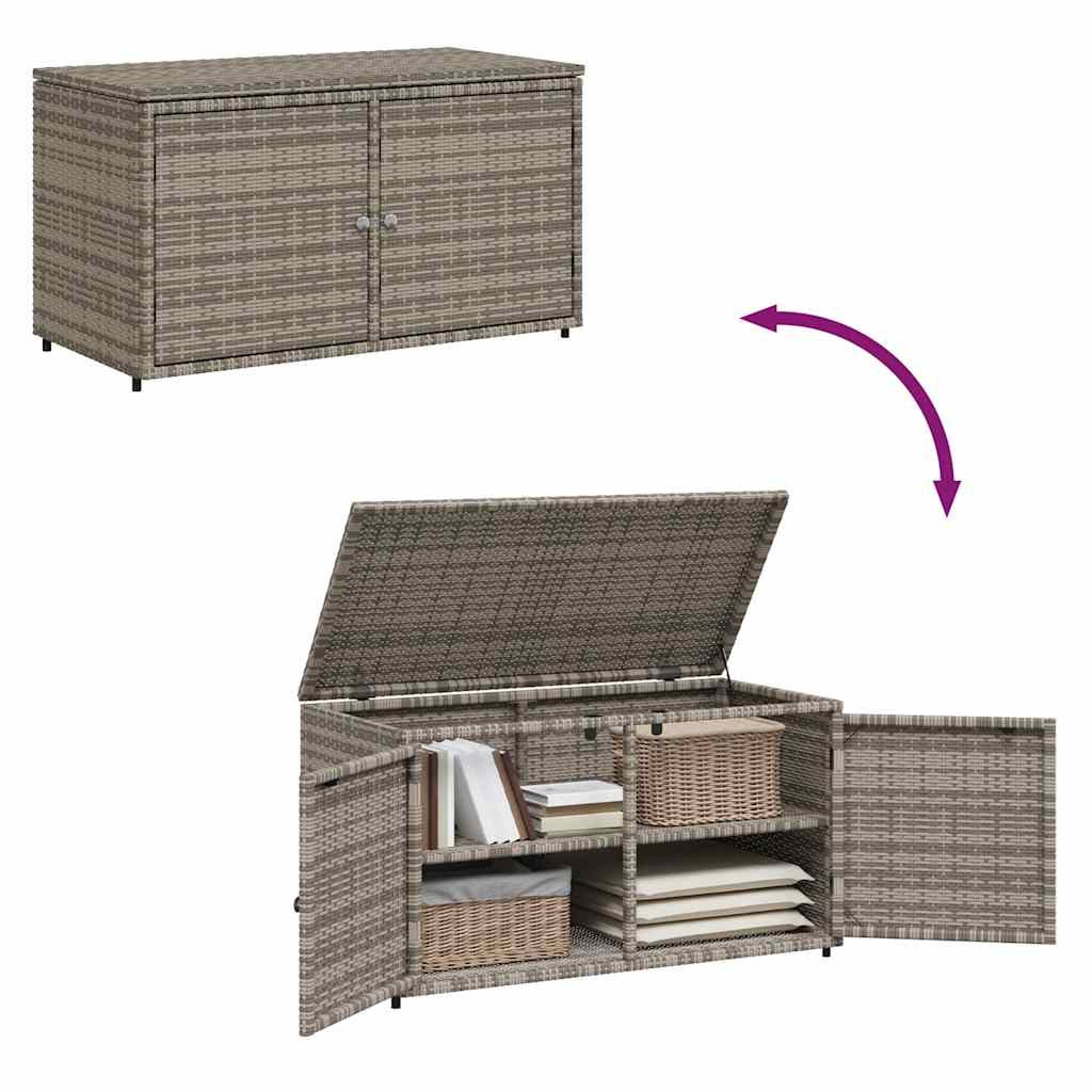 Garden Storage Cabinet Grey 110x55x60.5 cm Poly Rattan