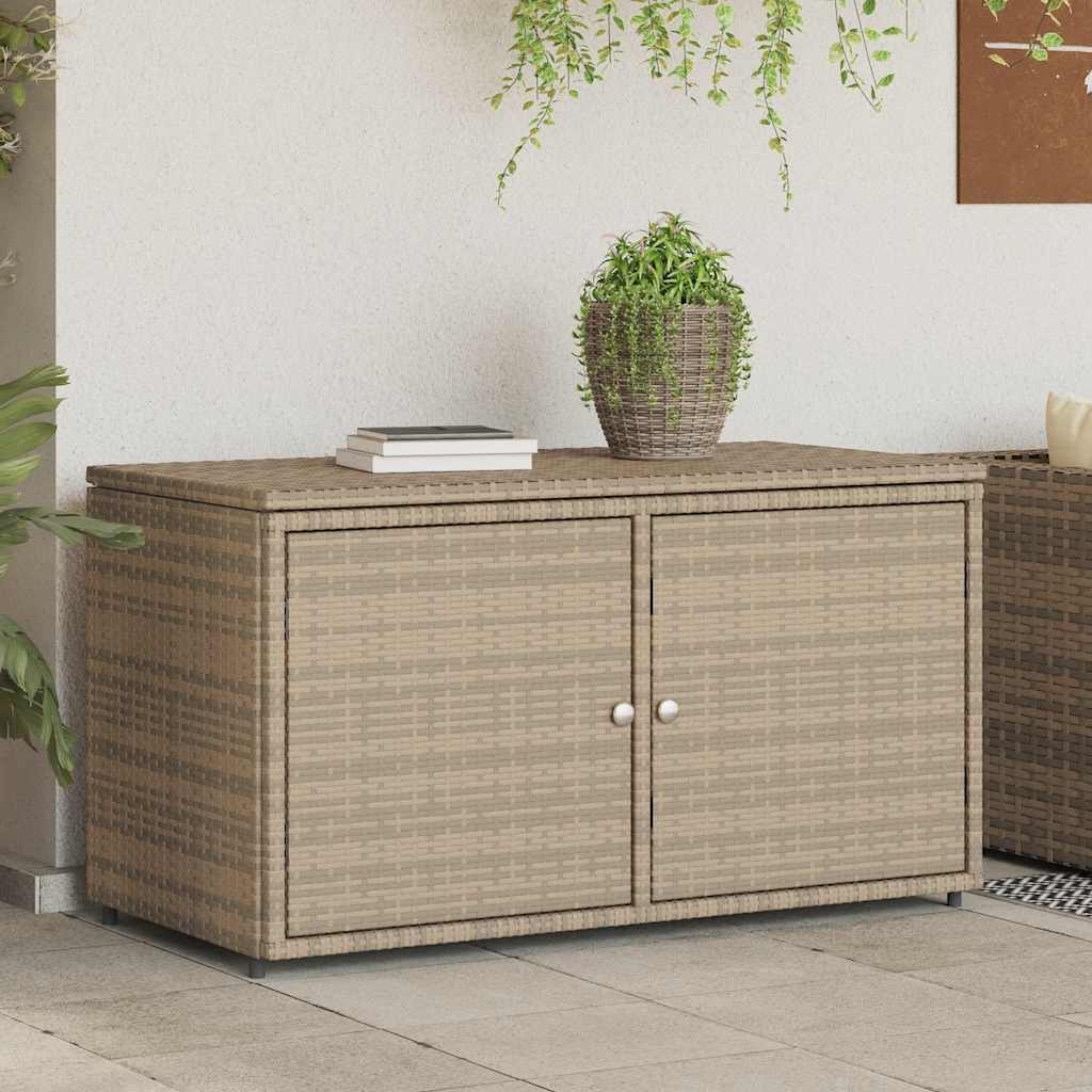 Garden Storage Cabinet Beige 110x55x60.5 cm Poly Rattan