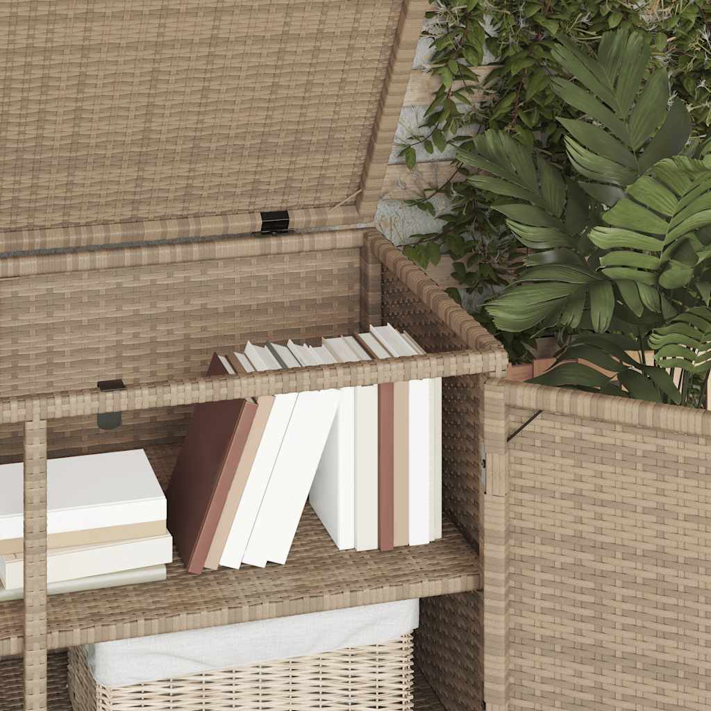 Garden Storage Cabinet Beige 110x55x60.5 cm Poly Rattan