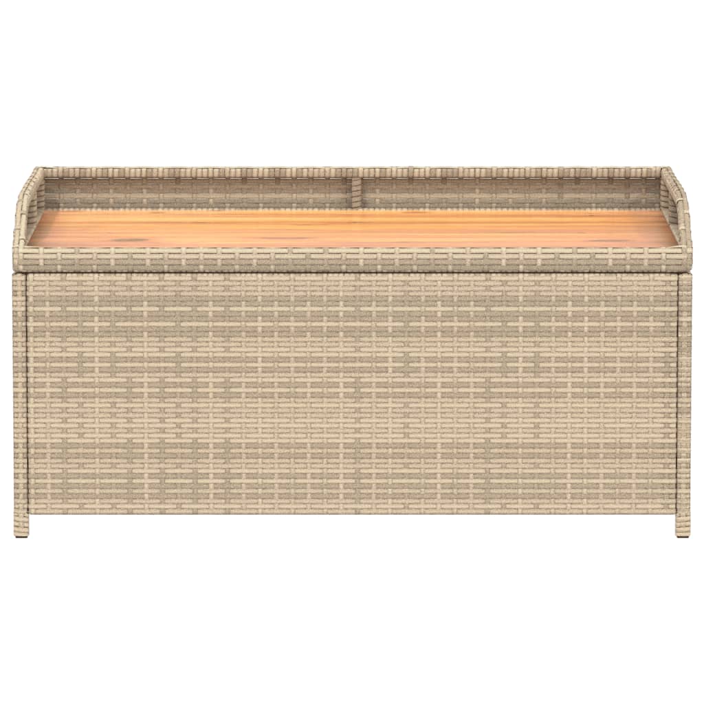 Storage Bench Mix Beige 100x50x52 cm Poly Rattan and Acacia Wood