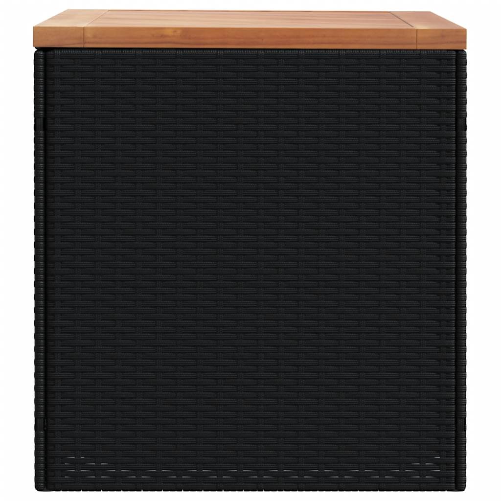 Garden Storage Box Black 110x50x54 cm Poly Rattan Acacia Wood