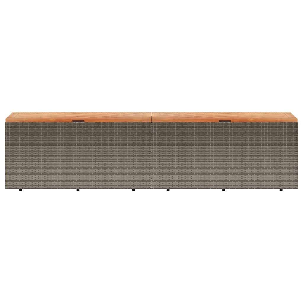 Garden Storage Box Grey 220x50x54 cm Poly Rattan Acacia Wood