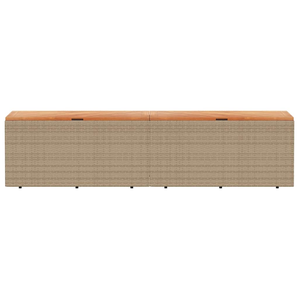 Garden Storage Box Beige 220x50x54 cm Poly Rattan Acacia Wood