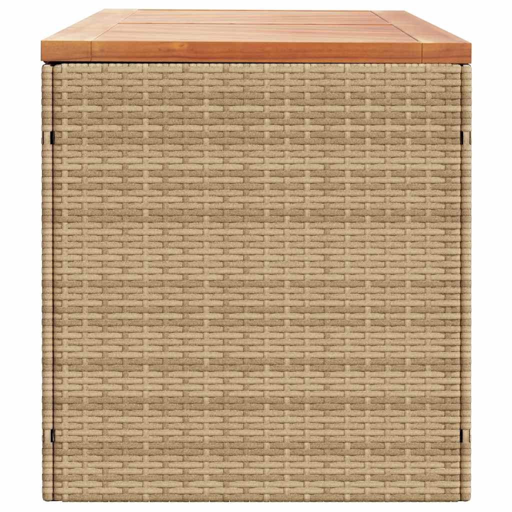 Garden Storage Box Beige 220x50x54 cm Poly Rattan Acacia Wood