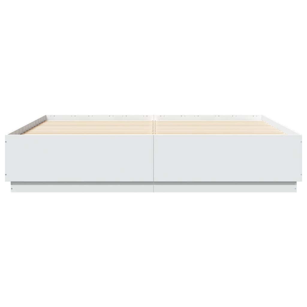 Bed Frame with LED without Mattress White 200x200 cm