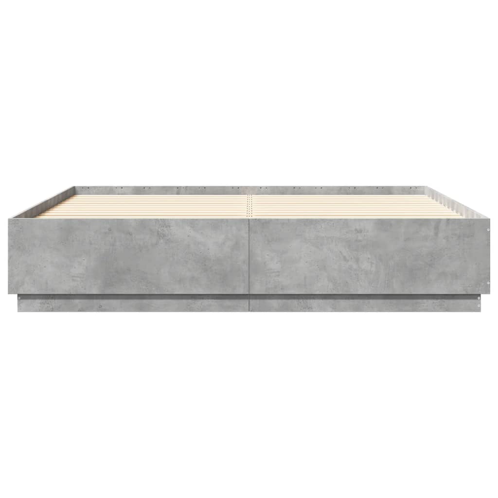 Bed Frame with LED without Mattress Concrete Grey 200x200 cm