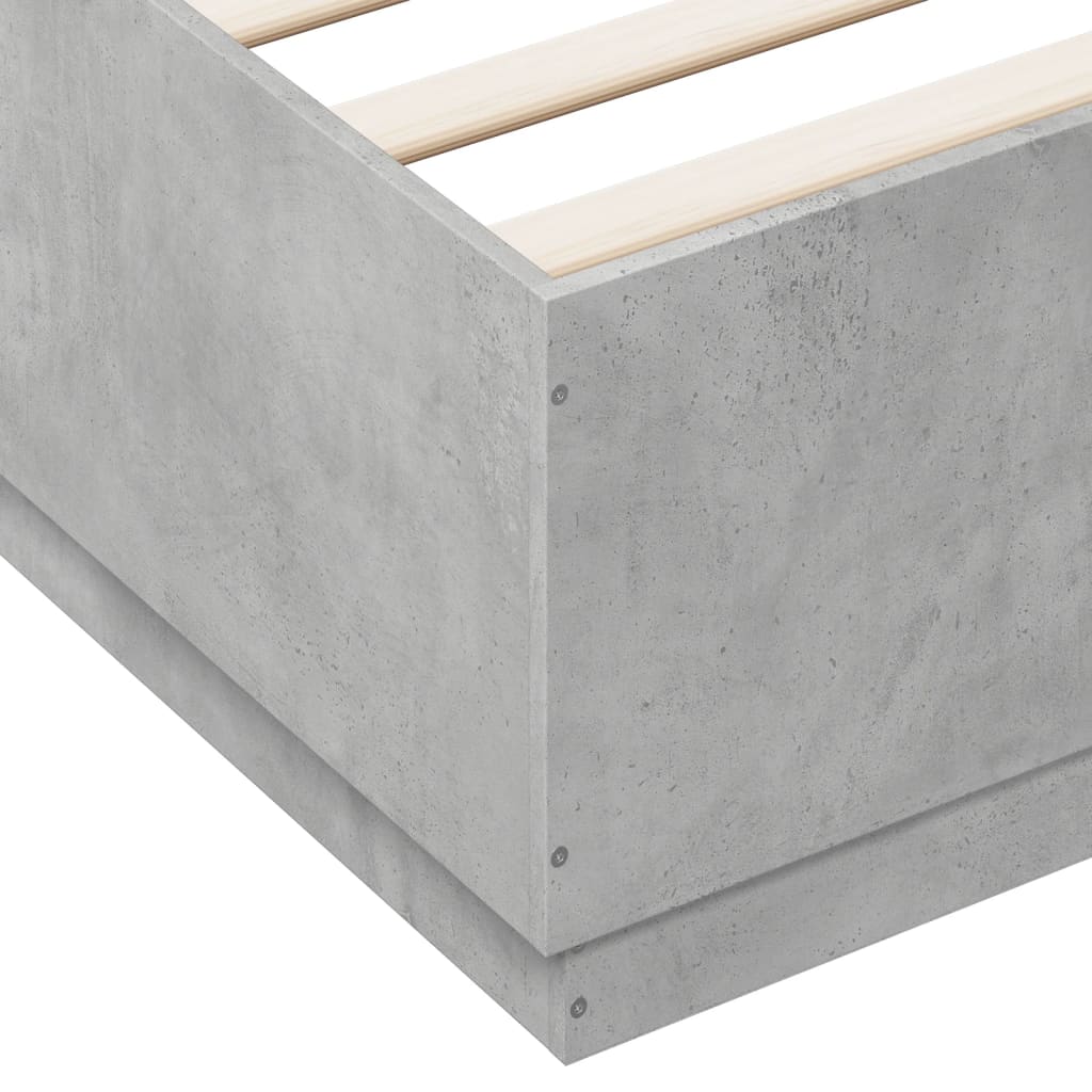 Bed Frame with LED without Mattress Concrete Grey 200x200 cm