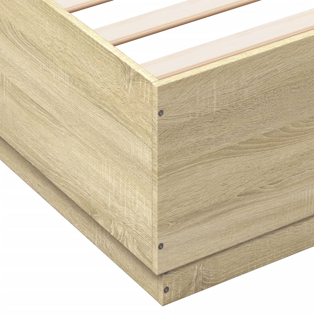 Bed Frame with LED without Mattress Sonoma Oak 180x200 cm Super King