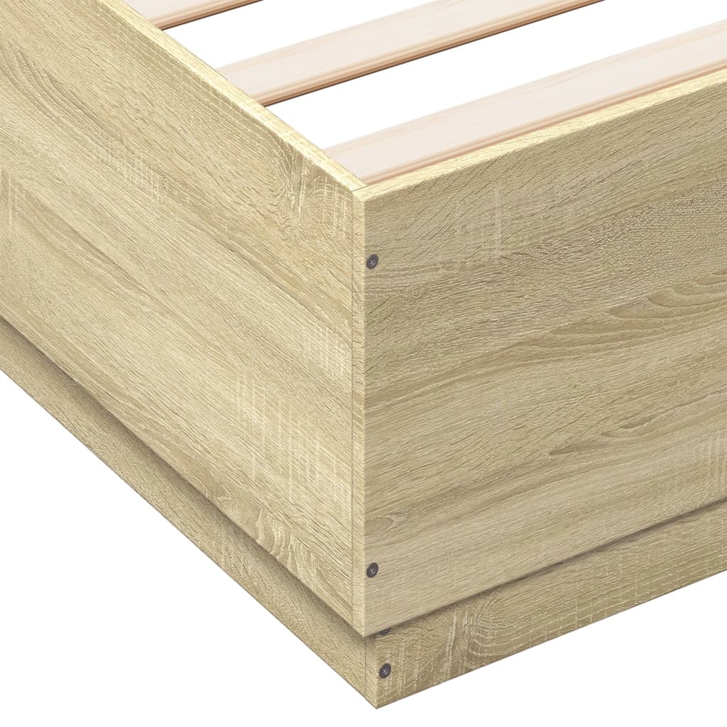 Bed Frame with LED without Mattress Sonoma Oak 150x200 cm King Size