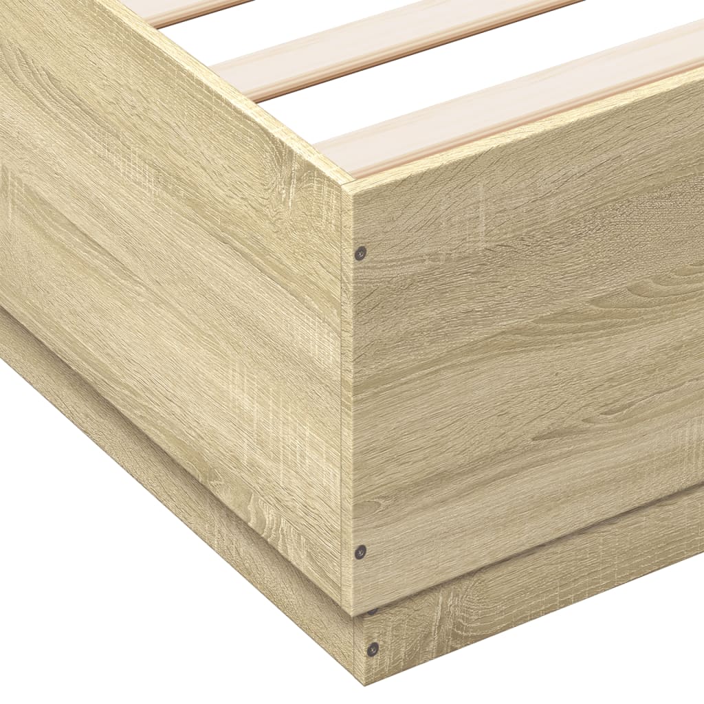 Bed Frame with LED without Mattress Sonoma Oak 120x200 cm