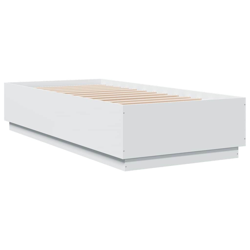 Bed Frame with LED without Mattress White 100x200 cm
