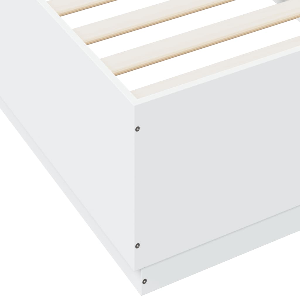 Bed Frame with LED without Mattress White 100x200 cm