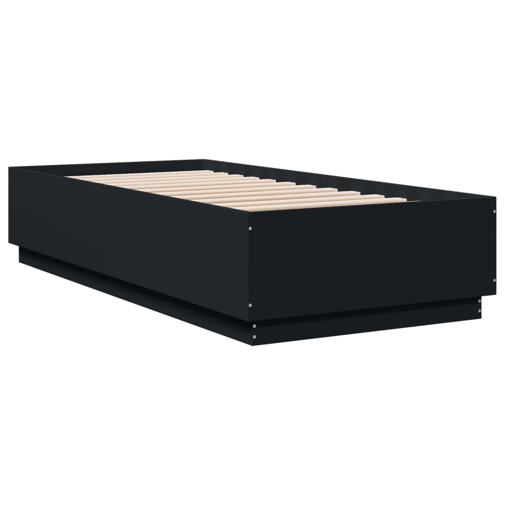 Bed Frame with LED without Mattress Black 100x200 cm