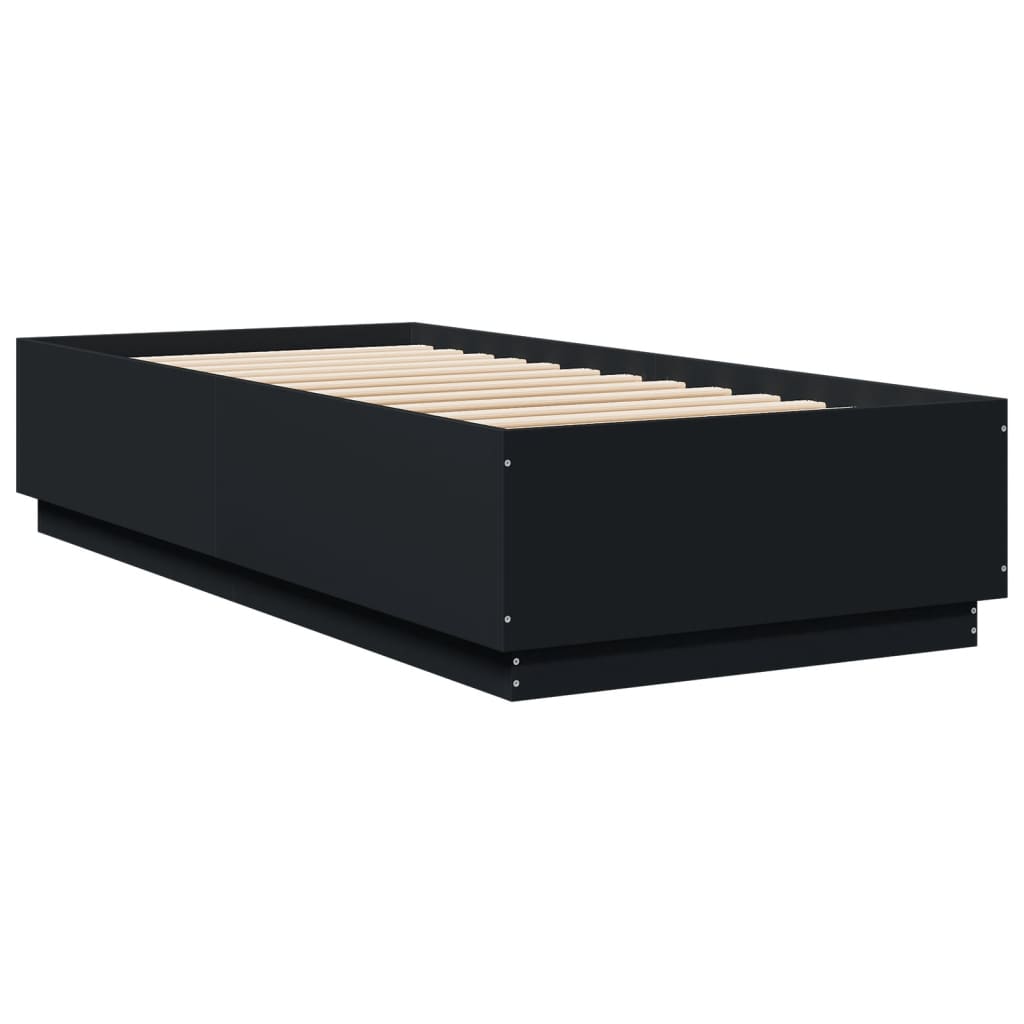 Bed Frame with LED without Mattress Black 100x200 cm