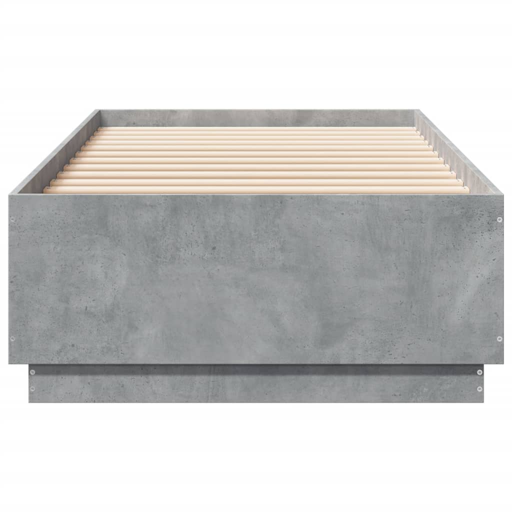 Bed Frame with LED without Mattress Concrete Grey 100x200 cm