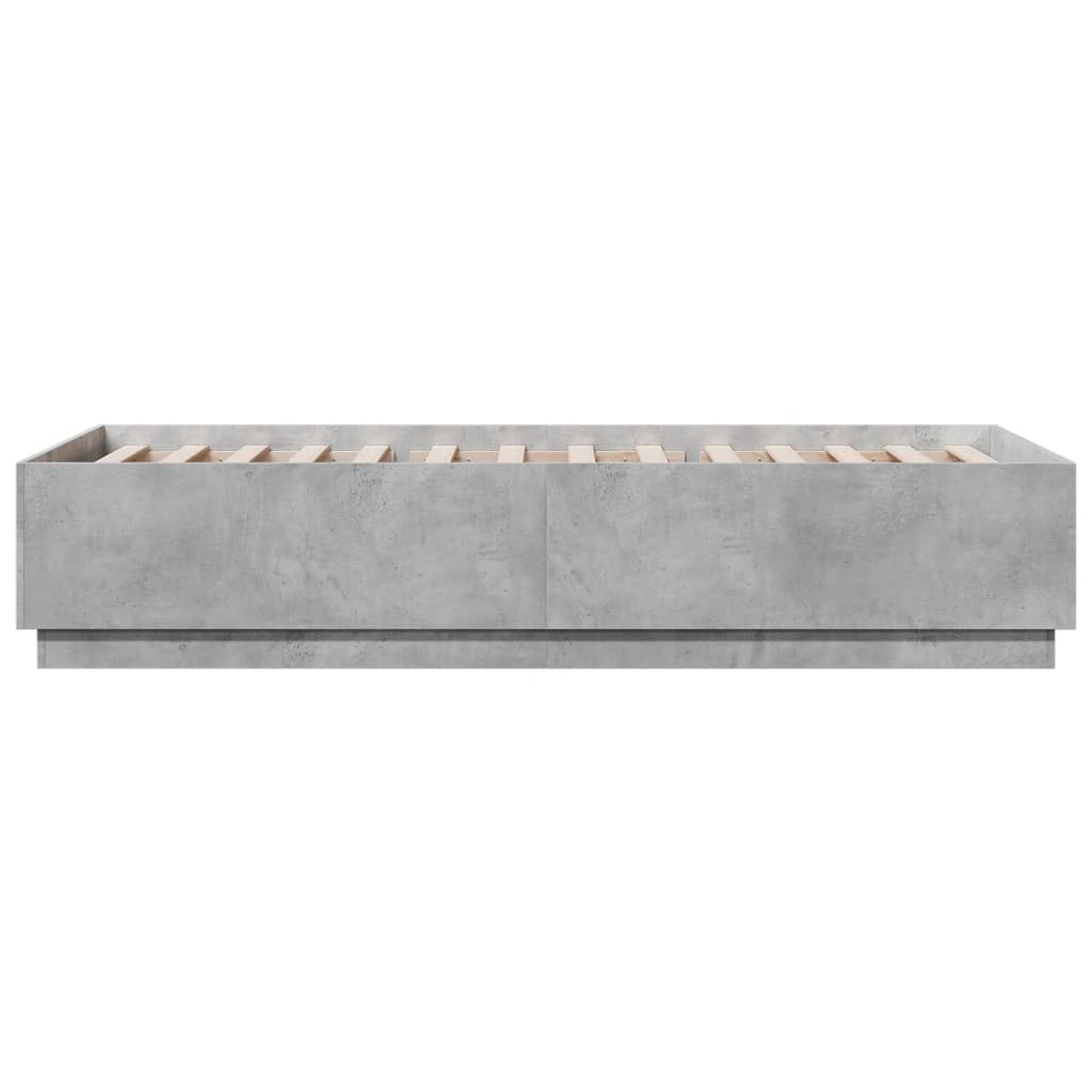 Bed Frame with LED without Mattress Concrete Grey 100x200 cm