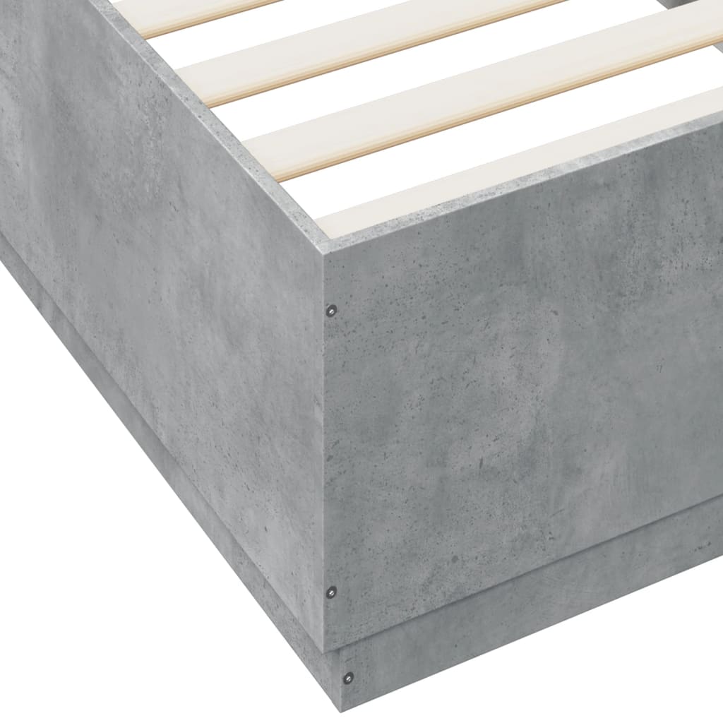 Bed Frame with LED without Mattress Concrete Grey 100x200 cm