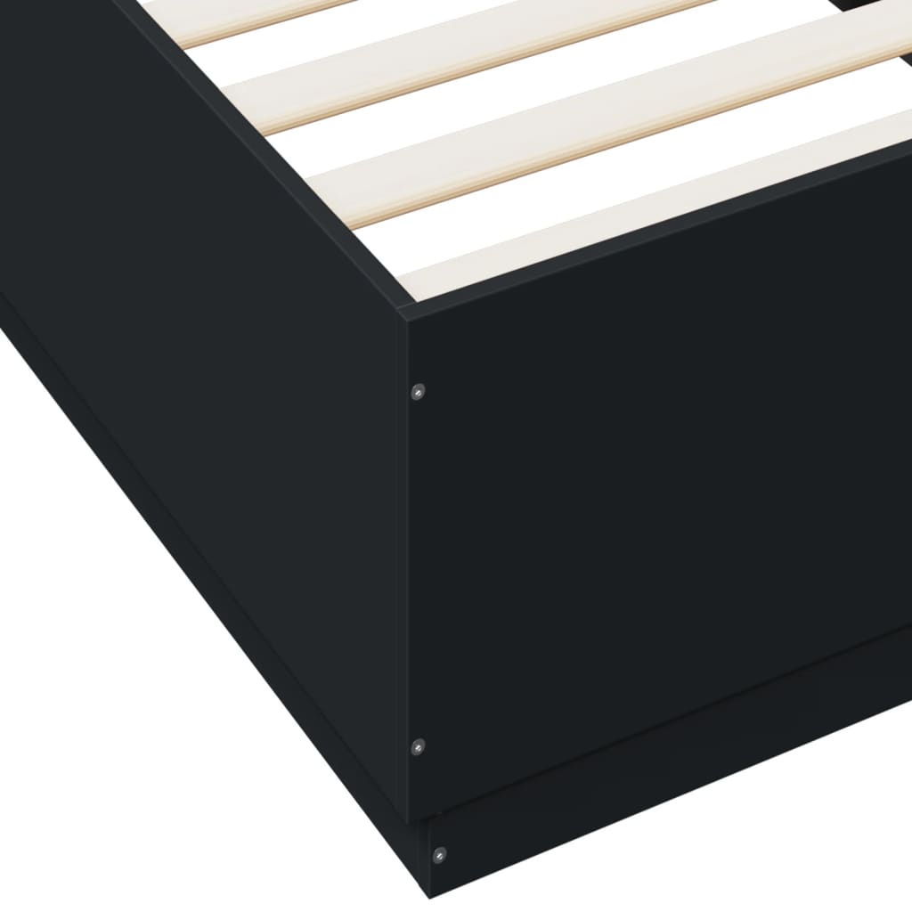 Bed Frame with LED without Mattress Black 90x200 cm