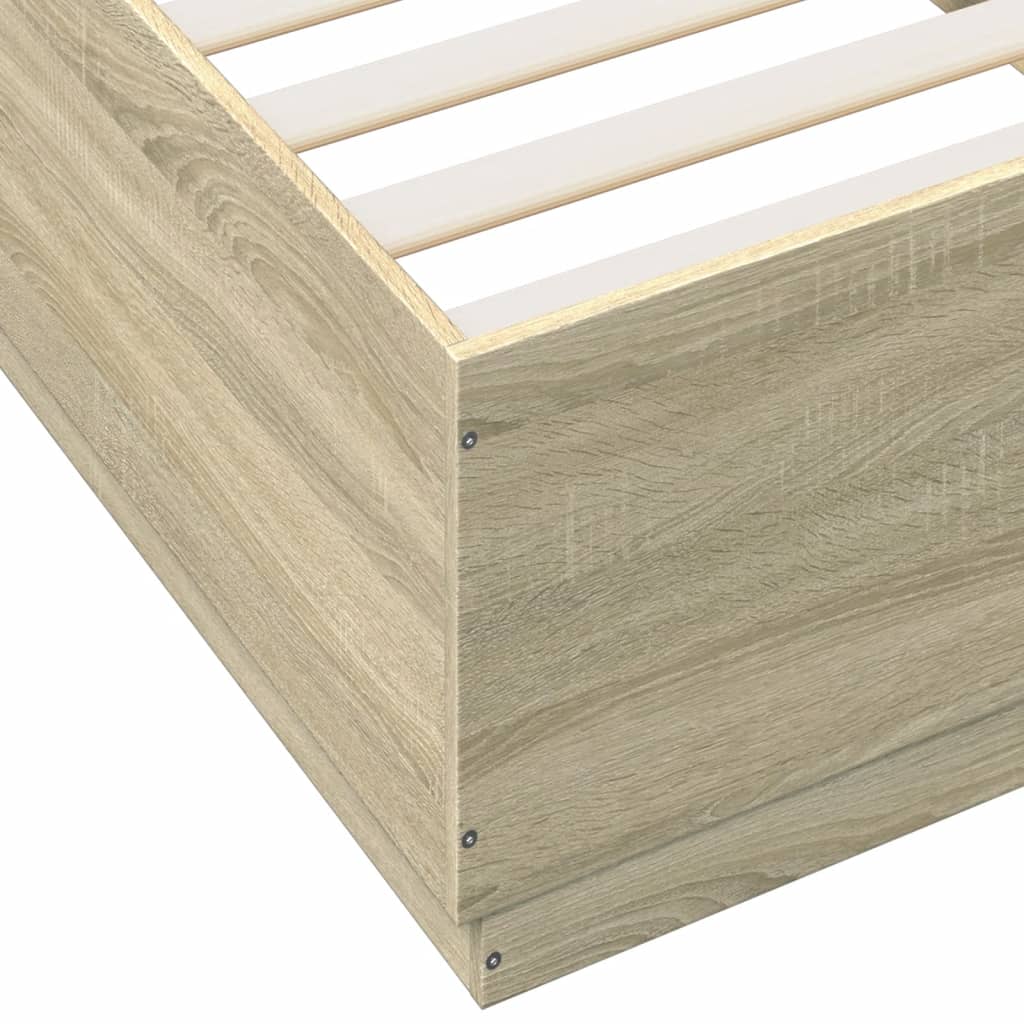 Bed Frame with LED without Mattress Sonoma Oak 90x200 cm