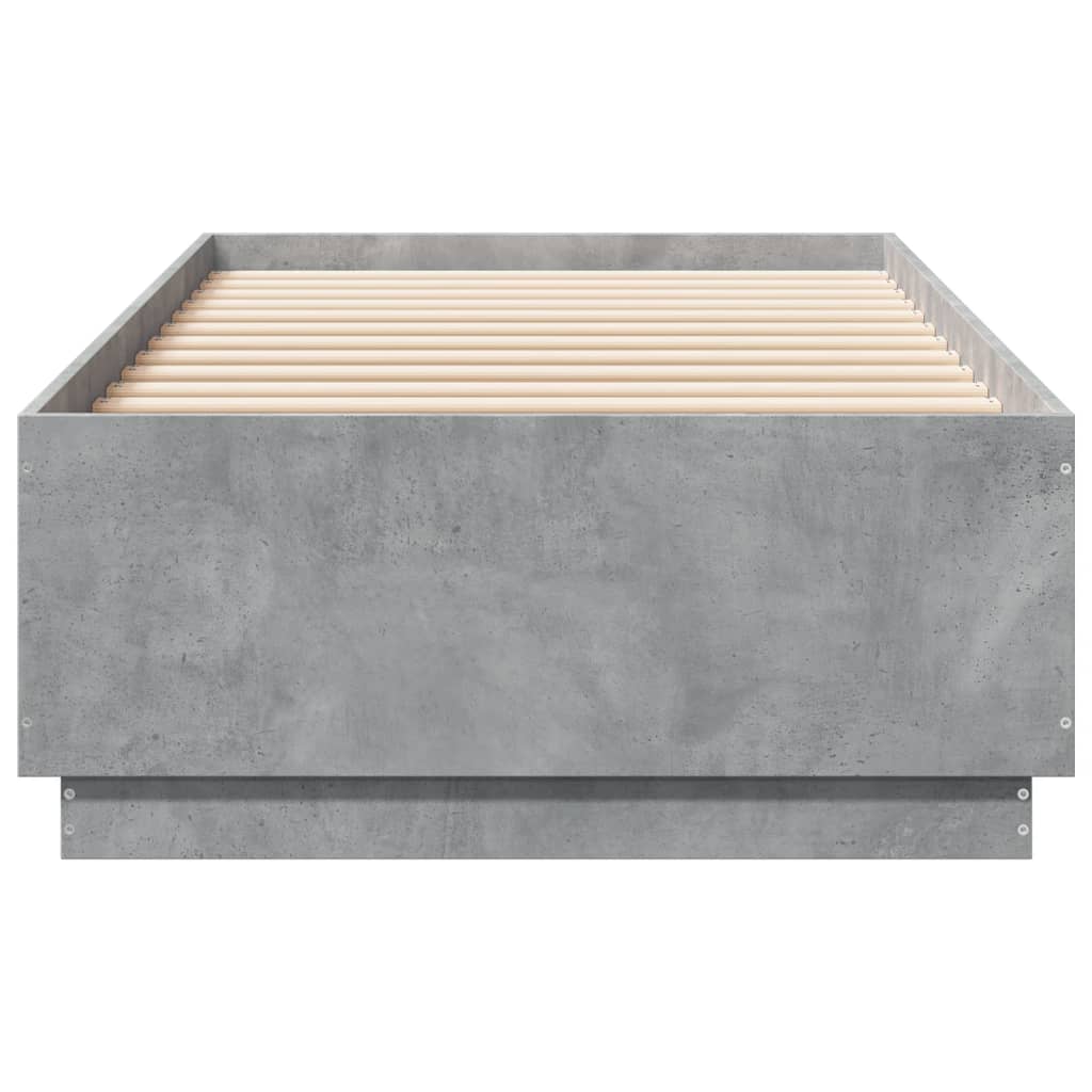 Bed Frame with LED without Mattress Concrete Grey 90x200 cm