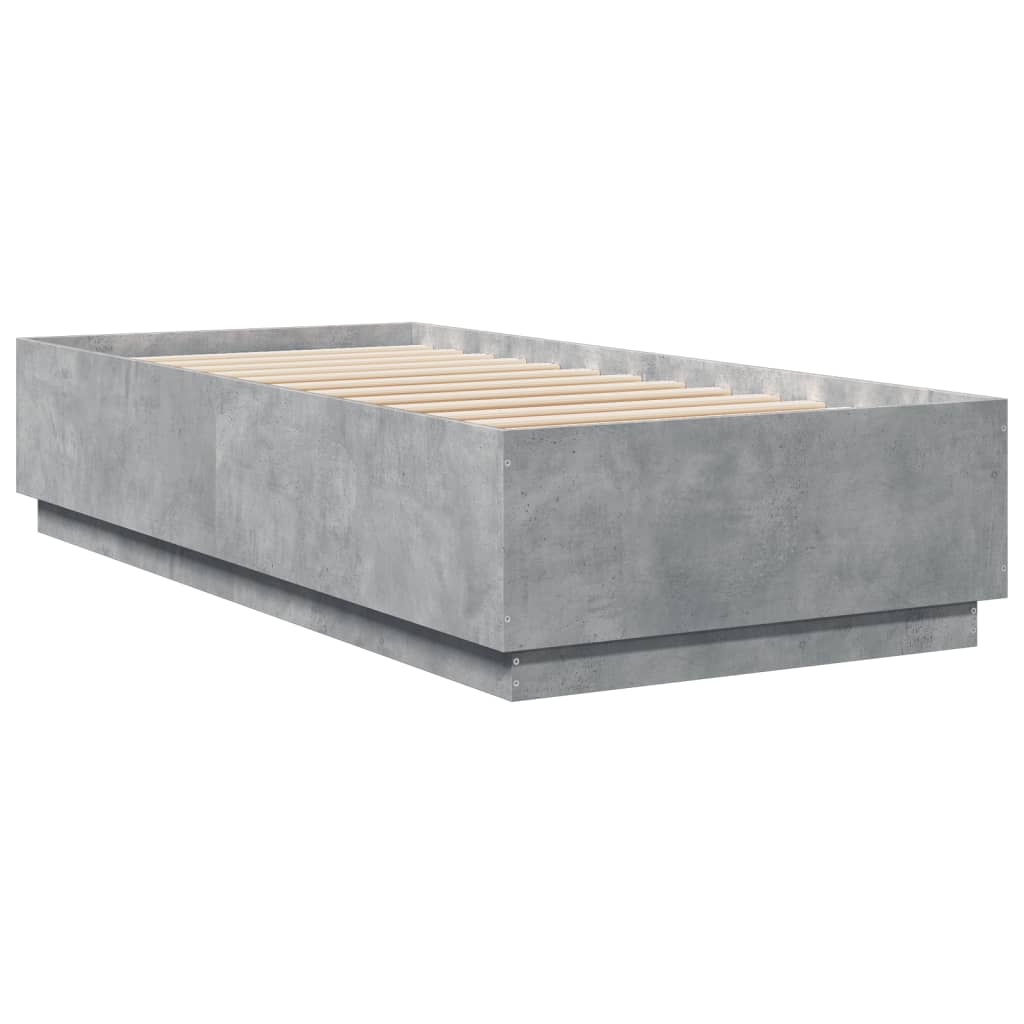 Bed Frame with LED without Mattress Concrete Grey 90x200 cm