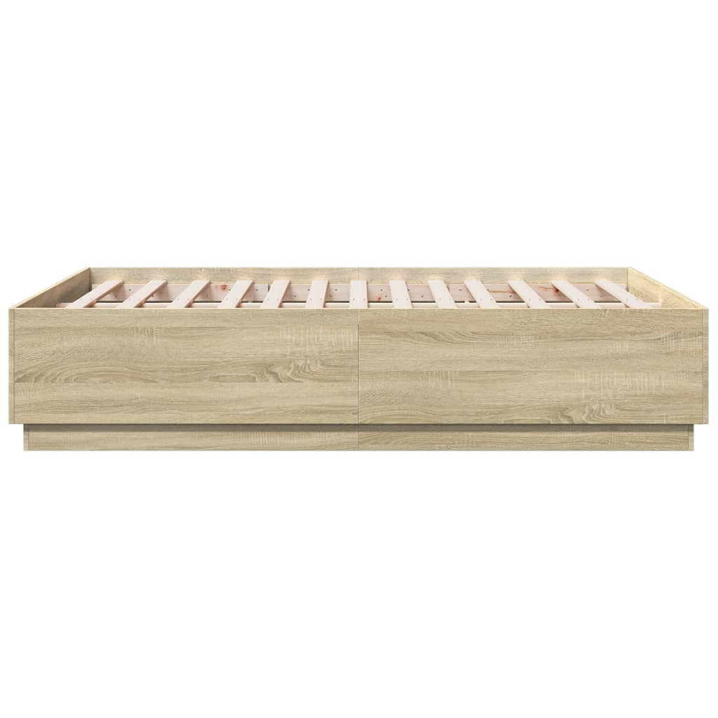 Bed Frame with LED without Mattress Sonoma Oak 140x190 cm