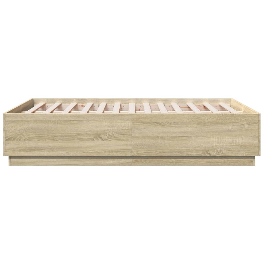 Bed Frame with LED without Mattress Sonoma Oak 120x190 cm Small Double