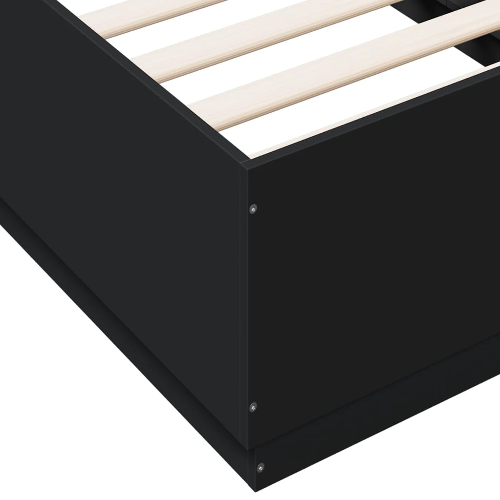 Bed Frame with LED without Mattress Black 90x190 cm Single