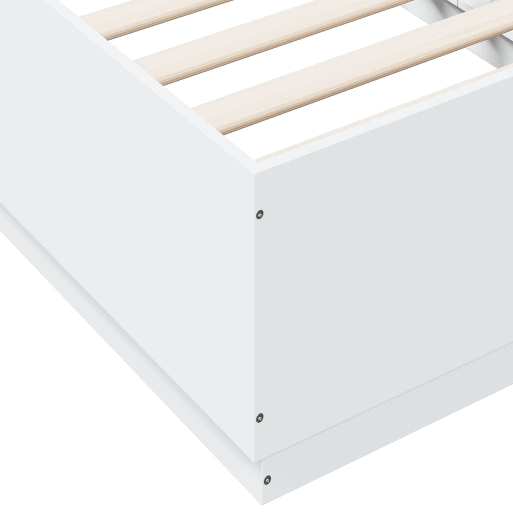 Bed Frame with LED without Mattress White 75x190 cm Small Single